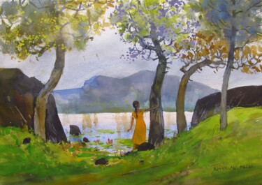 제목이 "Moodscape"인 미술작품 Bhargavkumar Kulkarni로, 원작, 수채화