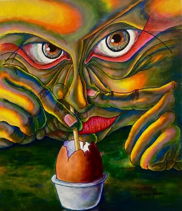 Pittura intitolato "L’ ŒUF À LA COKE" da Jean-Luc Coulaud, Opera d'arte originale, Acrilico