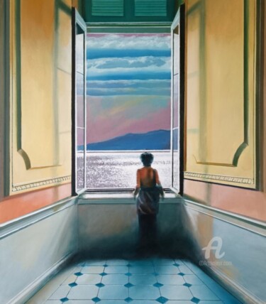 INTERIOR 50 - la stanza della seduzione Pittura intitolato "INTERIOR 50 - la st…" da Salvatore Cocca, Opera d'arte originale, Olio