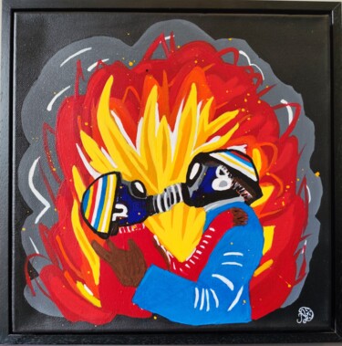 Painting titled "Baiser du 21ème siè…" by Artedelph, Original Artwork, Acrylic Mounted on Wood Stretcher frame