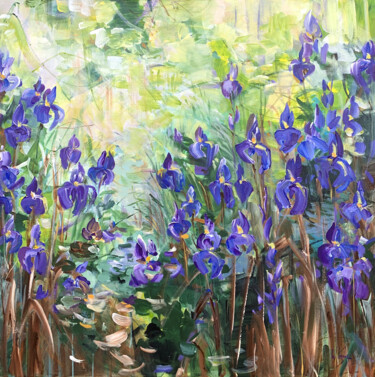 绘画 标题为“Blue irises” 由Irina Laube, 原创艺术品, 丙烯