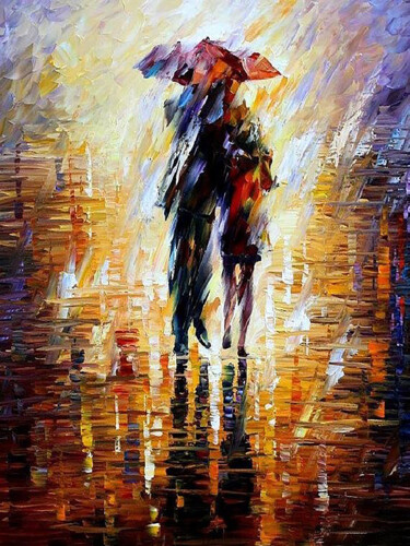 Painting titled "Embracing the Rain" by Aryawansa Kumarasinghe, Original Artwork, Acrylic Mounted on Wood Stretcher frame