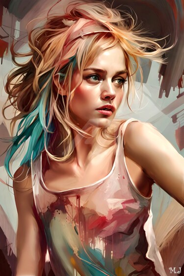The life of an artist - Portrait of a young romantic woman Digital Arts titled "The life of an arti…" by Armajay, Original Artwork, Digital Painting