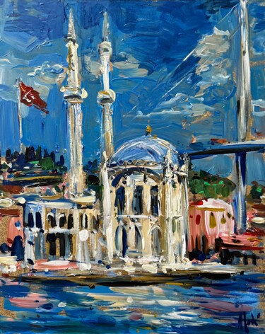 ORTAKOY ON BOSPHORUS ( ISTANBUL 2023 ) Painting titled "ORTAKOY ON BOSPHORU…" by Altin Furxhi, Original Artwork, Acrylic