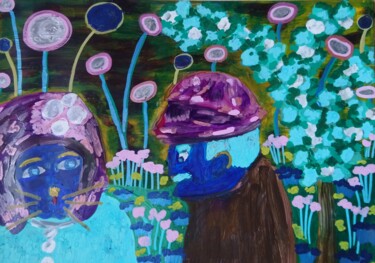 Painting titled "Les Moustaches" by Chrystelle Ragot, Original Artwork, Acrylic