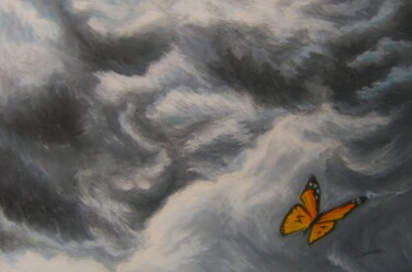 Tekening getiteld "Into the storm" door P. Le Sommer, Origineel Kunstwerk, Pastel