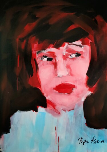 Peinture intitulée "Bouche de fraise" par Maryse Coin (Ryse Kaïa), Œuvre d'art originale, Acrylique Monté sur Châssis en bois
