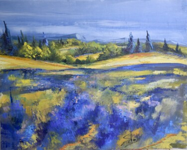 Painting titled "sur les plateaux" by Bernard Schembri, Original Artwork, Oil Mounted on Wood Stretcher frame
