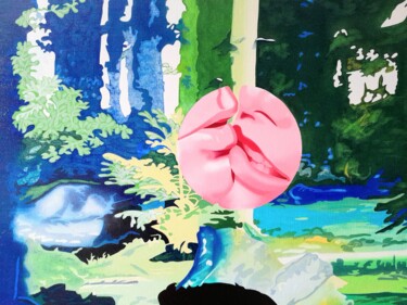 Peinture intitulée "baisers volés" par Michel Pezeril, Œuvre d'art originale, Huile Monté sur Châssis en bois