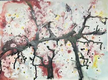绘画 标题为“Printemps blanc” 由Ghislaine Rimmen-Mohl, 原创艺术品, 水彩