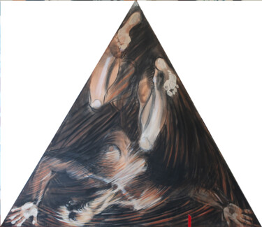 Painting titled "Des pieds et des ma…" by Marie-Odile Ginies, Original Artwork, Acrylic Mounted on Wood Stretcher frame