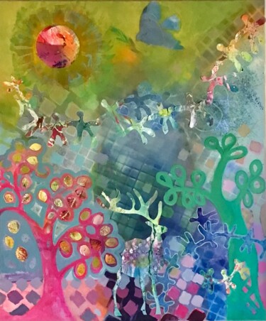 Peinture intitulée "Dans la forêt" par Sarah Lanyi, Œuvre d'art originale, Acrylique Monté sur Châssis en bois