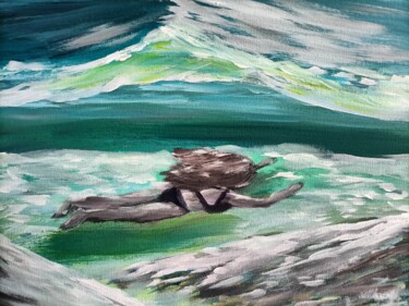 Painting titled "Plongée" by Eva Andre, Original Artwork, Acrylic Mounted on Wood Stretcher frame