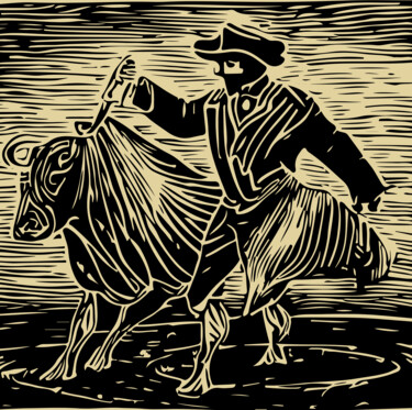 数字艺术 标题为“BULLFIGHTING” 由Josep Domènech, 原创艺术品, AI生成的图像 安装在artwork_cat.上