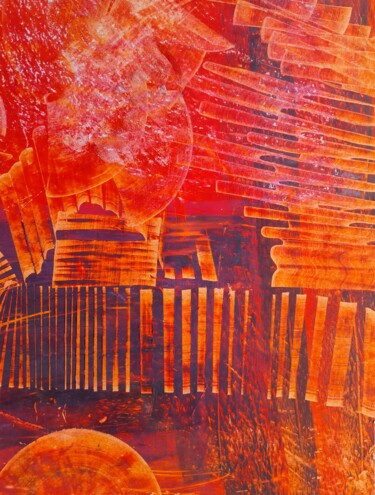 Σχέδιο με τίτλο "Triptyque rouge (1)" από Cleopastel, Αυθεντικά έργα τέχνης, Παστέλ