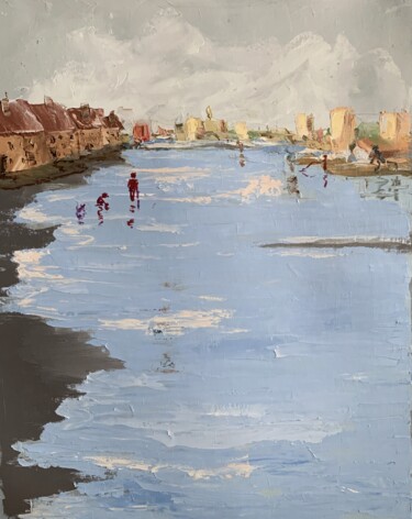 Tranquility with nature. Seascape. 제목이 "Tranquility with na…"인 미술작품 Vita Schagen로, 원작, 기름 나무 들것 프레임에 장착됨