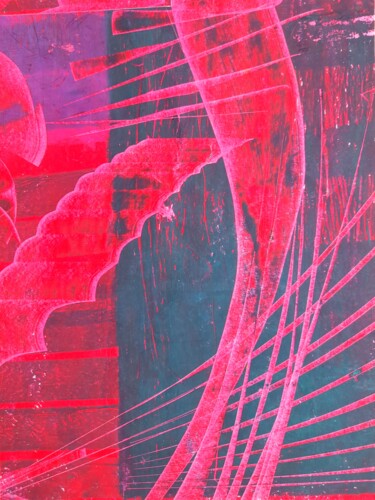 Σχέδιο με τίτλο "Triptyque rouge (3)" από Cleopastel, Αυθεντικά έργα τέχνης, Παστέλ