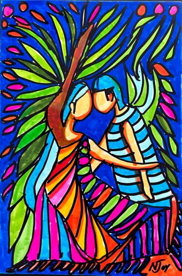Drawing titled "The Merging" by Njoy, Original Artwork, Marker
