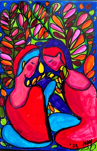 Drawing titled "The Meeting of Minds" by Njoy, Original Artwork, Marker