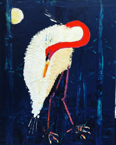 绘画 标题为“Oiseau et bambous -…” 由Alexis Schultz, 原创艺术品, 油
