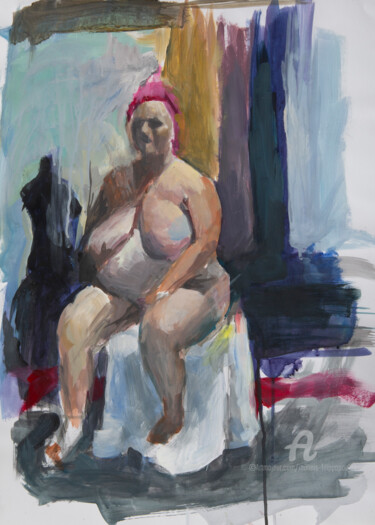 Γυναικείο γυμνό Painting titled "Γυναικείο γυμνό" by Ioannis Filippopoulos, Original Artwork, Acrylic