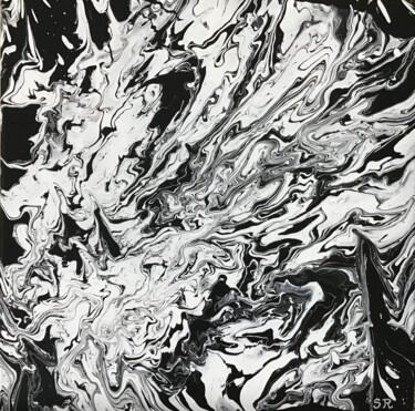 绘画 标题为“Noir et blanc” 由Sandrine Roux, 原创艺术品, 丙烯 安装在木质担架架上