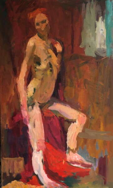 Peinture intitulée "Nu ocre" par Olga Richir, Œuvre d'art originale, Huile