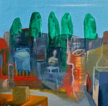 Painting titled "Periphery of late a…" by Sentio O.M.T., Original Artwork, Oil Mounted on Wood Panel