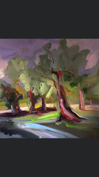 Painting titled "cours de brouilla" by Raphaël Martinez, Original Artwork, Oil Mounted on Wood Stretcher frame