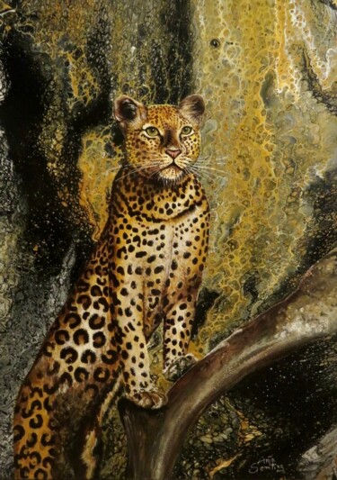 Leopard - Panthera pardus Pintura titulada "Leopard - Panthera…" por Anja Semling, Obra de arte original, Acrílico Montado en Bastidor de camilla de m…