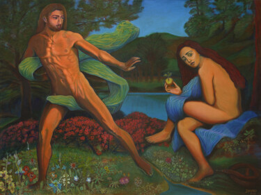 Peinture intitulée "Adam and Eve - The…" par D-Marko-O, Œuvre d'art originale, Acrylique