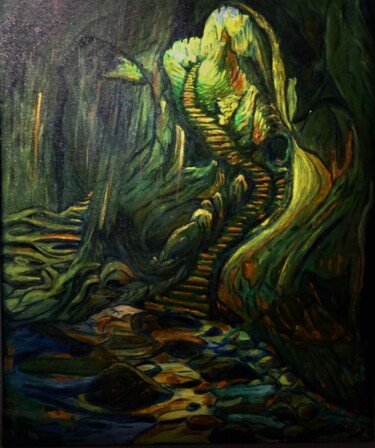 Painting titled "voyage au centre de…" by Vincent Thoviste, Original Artwork, Acrylic Mounted on Wood Stretcher frame