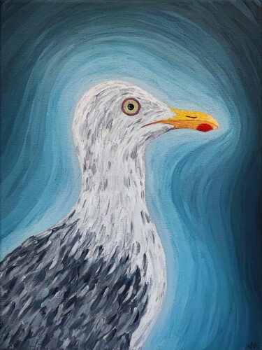 "larus argentatus" başlıklı Tablo Nataliia Nikulina tarafından, Orijinal sanat, Petrol Ahşap Sedye çerçevesi üzerine monte e…