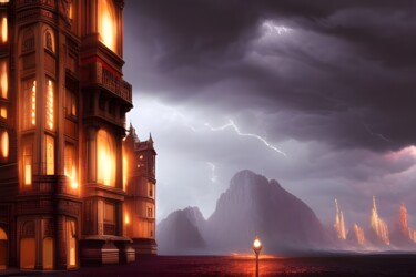 Digital Arts titled "palazzo nel deserto" by Lorenzo Corti, Original Artwork, AI generated image