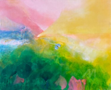 Peinture intitulée "Paysage en rose" par Marika Perros, Œuvre d'art originale, Huile