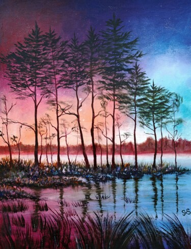 Crimson Dawn. Painting titled "Crimson Dawn." by Svetlana Samsonova, Original Artwork, Oil