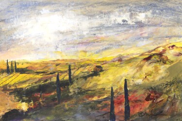 「Tuscan Hillsides」というタイトルの絵画 Susan Monkによって, オリジナルのアートワーク, アクリル