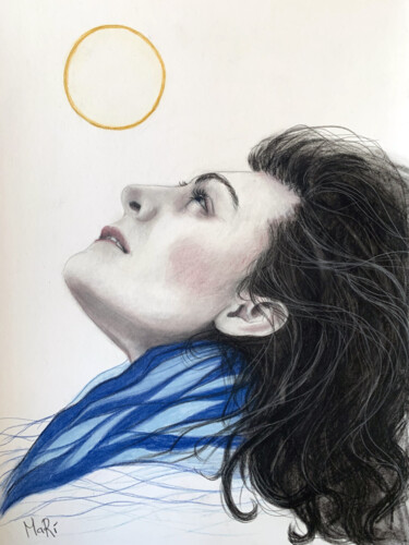 Drawing titled "Whispers of the Sea" by Maria Romano, Original Artwork, Pastel