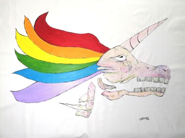 Unicorn rainbow skull head 150x100