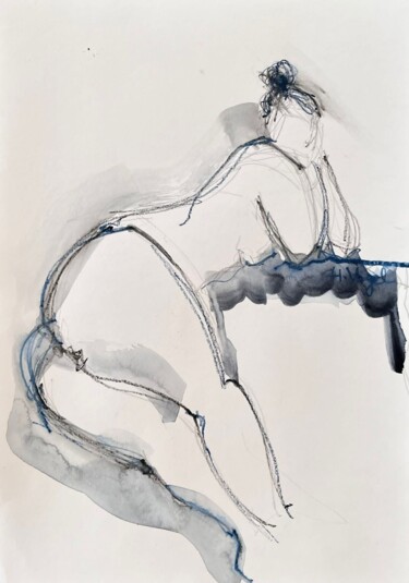图画 标题为“Clarinha odalisque” 由Helene Vogel, 原创艺术品, 木炭