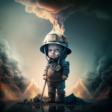 数字艺术 标题为“Baby Firefighter” 由Ddking, 原创艺术品, AI生成的图像