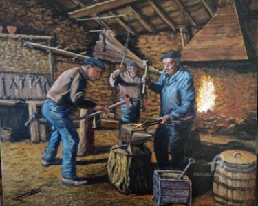 Peinture intitulée "Au rythme du marteau" par Frédéric Boirie, Œuvre d'art originale, Acrylique Monté sur Châssis en bois