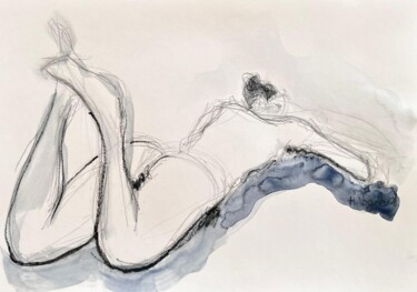 Marilou en abandon sur le ventre 图画 标题为“Marilou en abandon…” 由Helene Vogel, 原创艺术品, 木炭