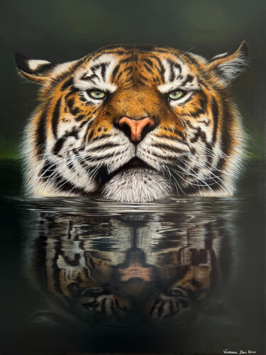 绘画 标题为“Le tigre” 由Vanessa Ben Amor, 原创艺术品, 丙烯 安装在木质担架架上