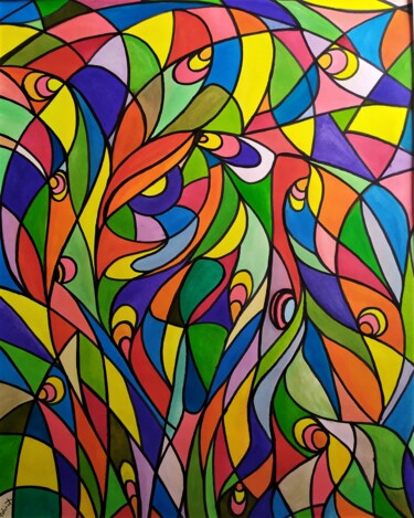 Painting titled "Les oiseaux" by Dominique Jolivet, Original Artwork, Watercolor