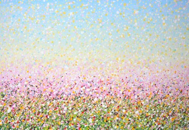 绘画 标题为“Pale pink field 5.” 由Iryna Kastsova, 原创艺术品, 丙烯 安装在木质担架架上