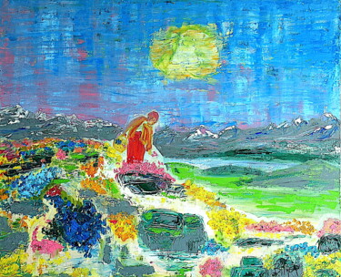 Painting titled "H073F40 Ayurveda" by Bernard Pineau, Original Artwork, Oil