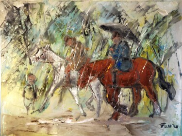 Painting titled "-Rêvons l'eau en vi…" by Thierry Faure, Original Artwork, Oil Mounted on Wood Stretcher frame