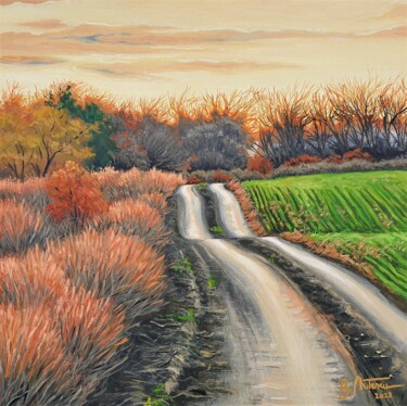 Peinture intitulée "Roads" par Bogdan Nitescu, Œuvre d'art originale, Huile Monté sur Châssis en bois