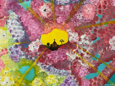 绘画 标题为“Church on the Hill” 由Graeme Callaghan, 原创艺术品, 丙烯 安装在木质担架架上
